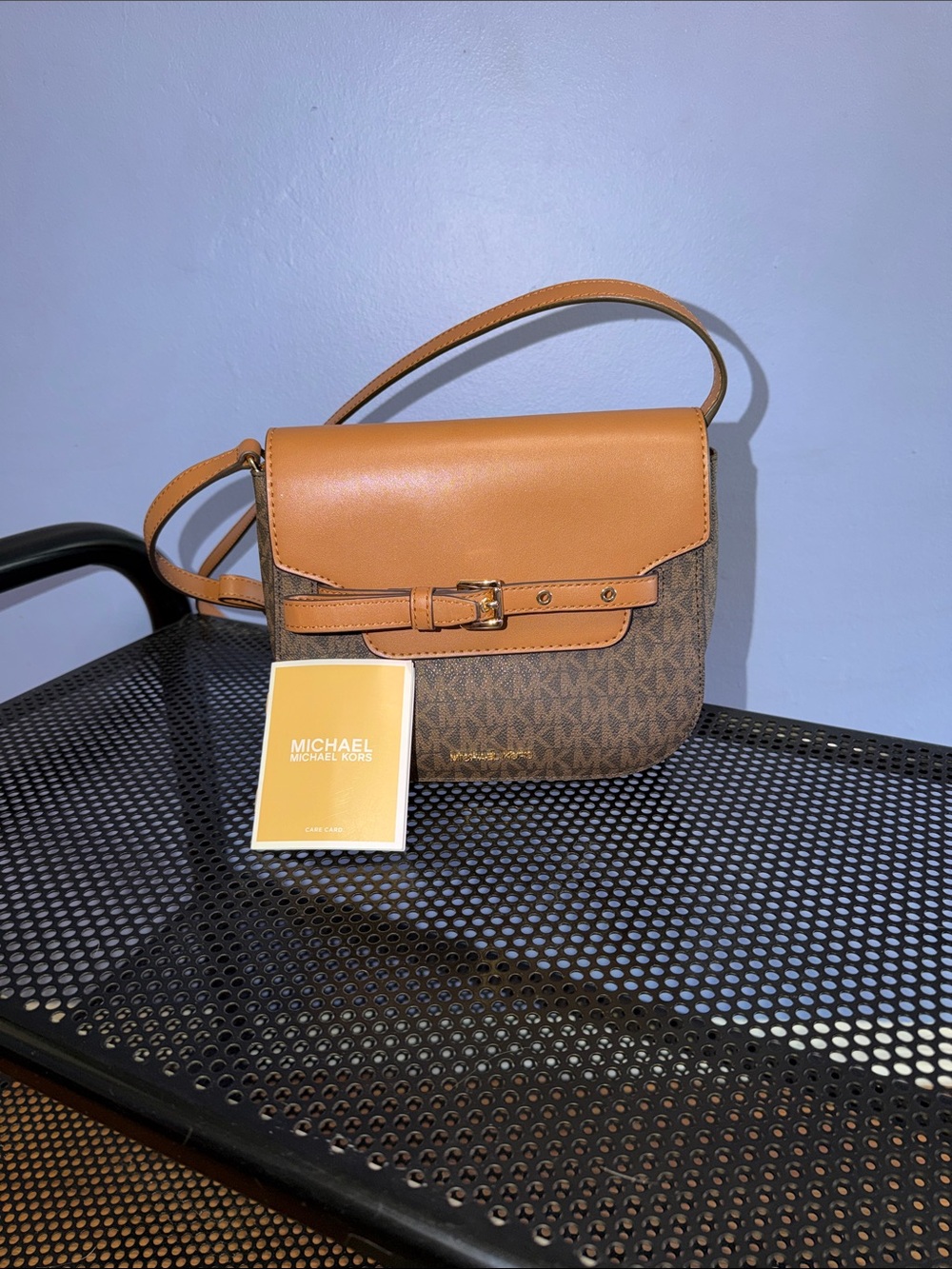 Michael Kors Brown and Tan Leather-Trim Crossbody Bag